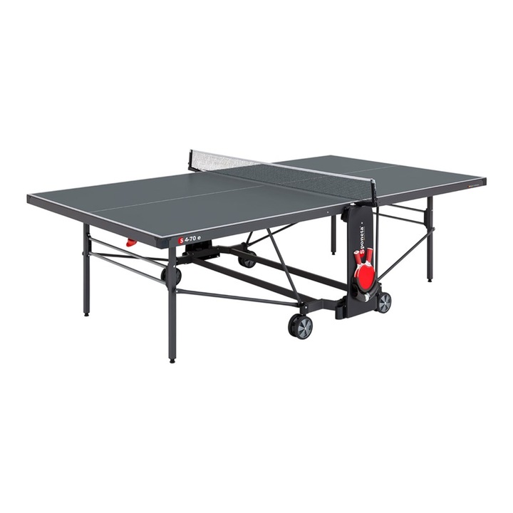 Masa de tenis exterior Sponeta S4 Line Outdoor, pliabila, cu roti de transport, dimensiuni oficiale 274x152.5x76 cm, profil cadru 5 cm, rezistenta la intemperii, pentru curte sau terasa