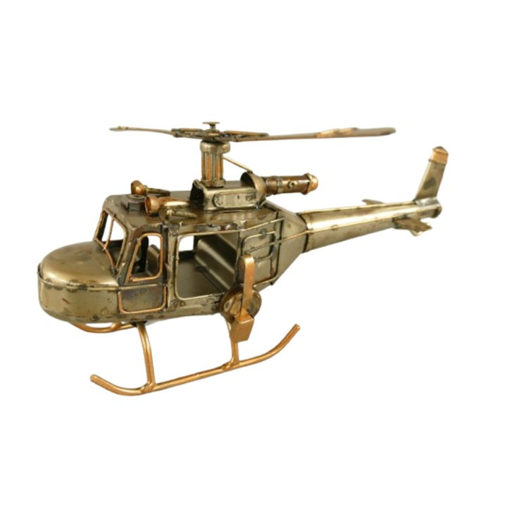 Elicopter din metal, decor vintage, aeromacheta, L. 23 cm