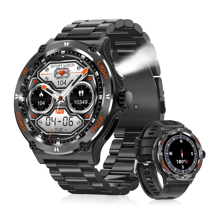 AOVO KT76 Sport Okosóra – LED lámpa, Pulzusmérő, Vízálló, 100+ Sportmód