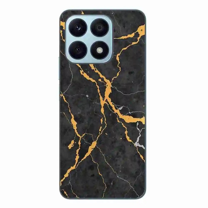 Husa compatibila cu Honor X8a Silicon Gel Tpu Model Noir Gold Marble
