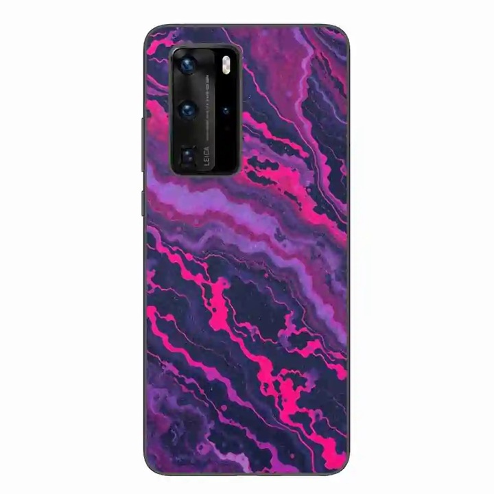 Husa compatibila cu Huawei P40 Pro Silicon Gel Tpu Model Midnight Rose Marble