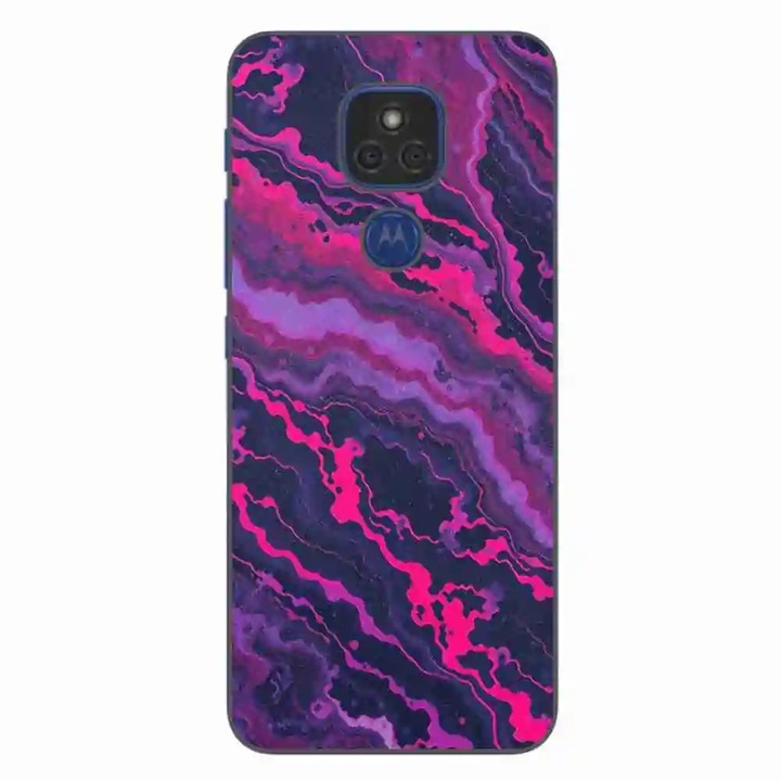 Husa compatibila cu Motorola Moto E7 Plus Silicon Gel Tpu Model Midnight Rose Marble