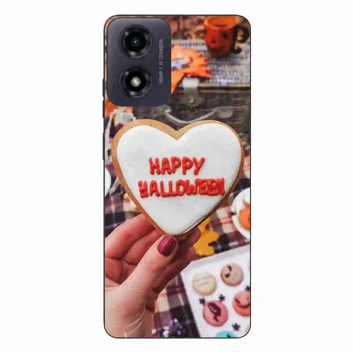 Калъф, съвместим с Motorola Moto G24 Silicone Gel Tpu Pattern Happy Halloween Cookies
