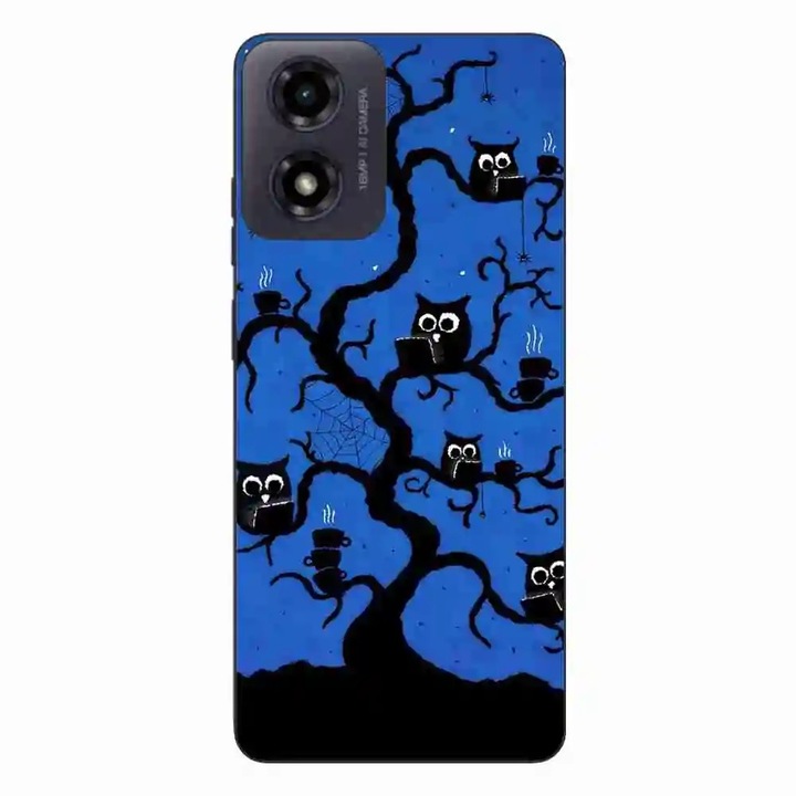 Калъф, съвместим с Motorola Moto G24 Silicone Gel Tpu Pattern Halloween Tree Owls
