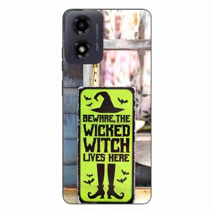Калъф, съвместим с Motorola Moto G24 Silicone Gel Tpu Pattern Halloween Wicked Witch Lives Here