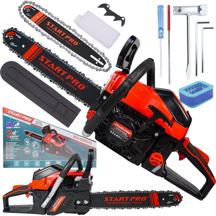 Motoferastrau benzina (Drujba) StartPro SCS-5030HD. 2,58 CP, 380mm (15"), 52 cm3, EASY START, 3 ani garantie