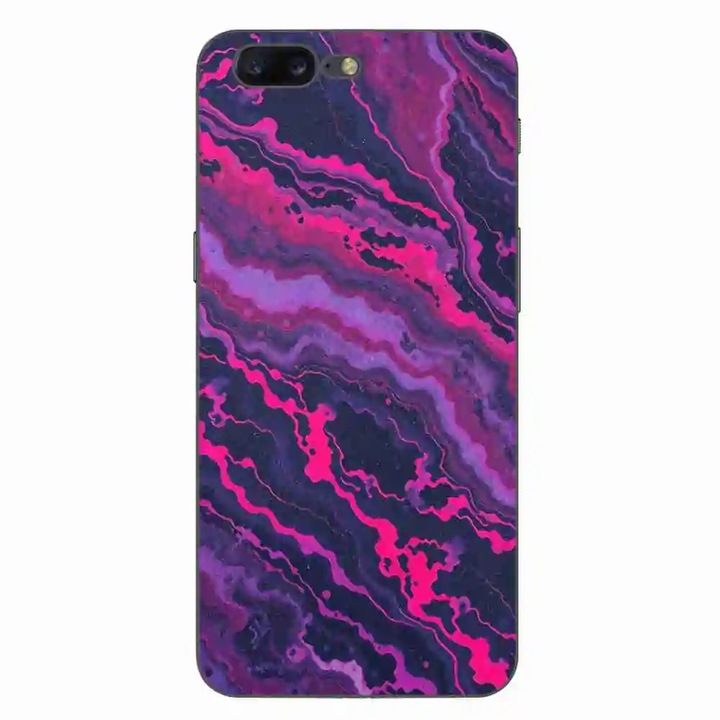 Калъф, съвместим с OnePlus 5 Silicone Gel Tpu Модел Midnight Rose Marble
