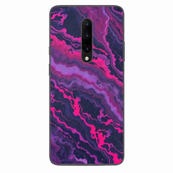 Husa compatibila cu OnePlus 7 Pro Silicon Gel Tpu Model Midnight Rose Marble