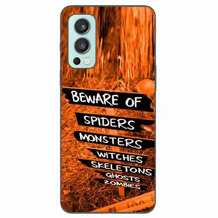 Калъф, съвместим с OnePlus Nord 2 Silicone Gel Tpu Pattern Halloween Beware Signs
