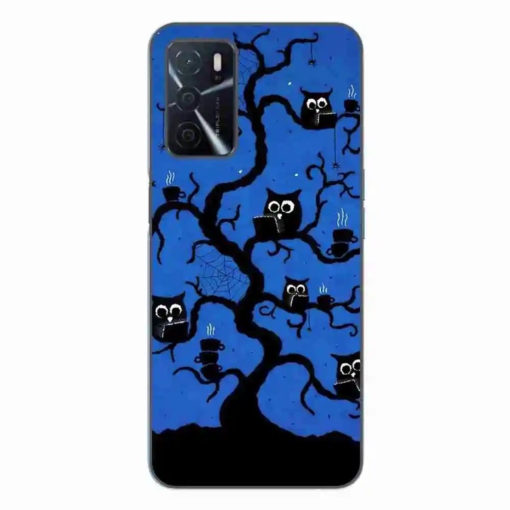 Калъф, съвместим с Oppo A16 Silicone Gel Tpu Pattern Halloween Tree Owls