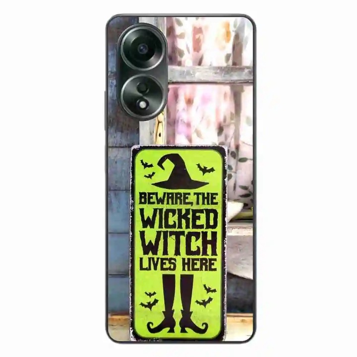 Калъф, съвместим с Oppo A58 4G Silicone Gel Tpu Pattern Halloween Wicked Witch Lives Here