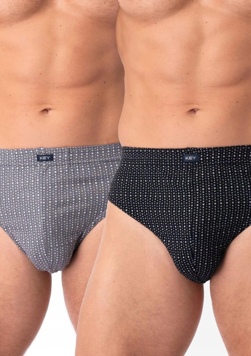 2 pár KEY férfi fehérnemű készlet, pamut, fekete/szürke, 2XL INTL