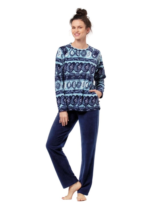 Set trening dama KEY LHS-894 B24 bleumarin, fleece moale, design elegant