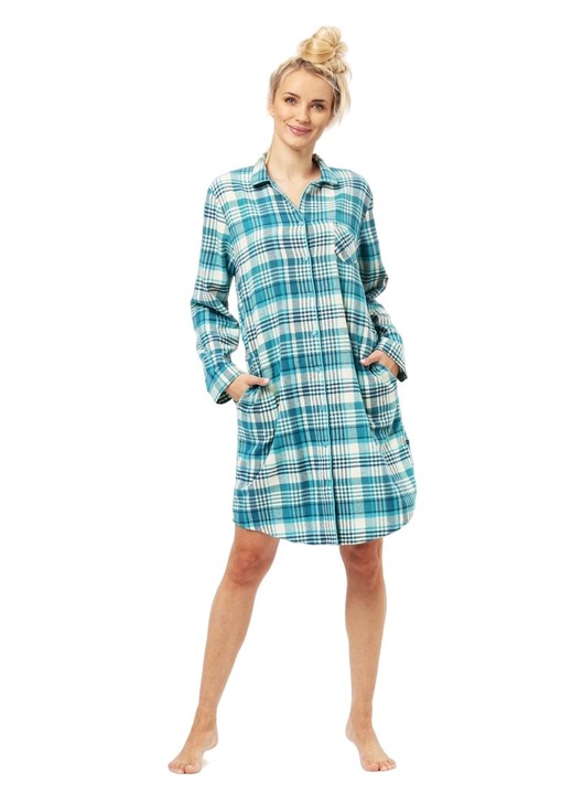 Camasa de noapte dama ND-471 B24, KEY, Bumbac, Turcoaz