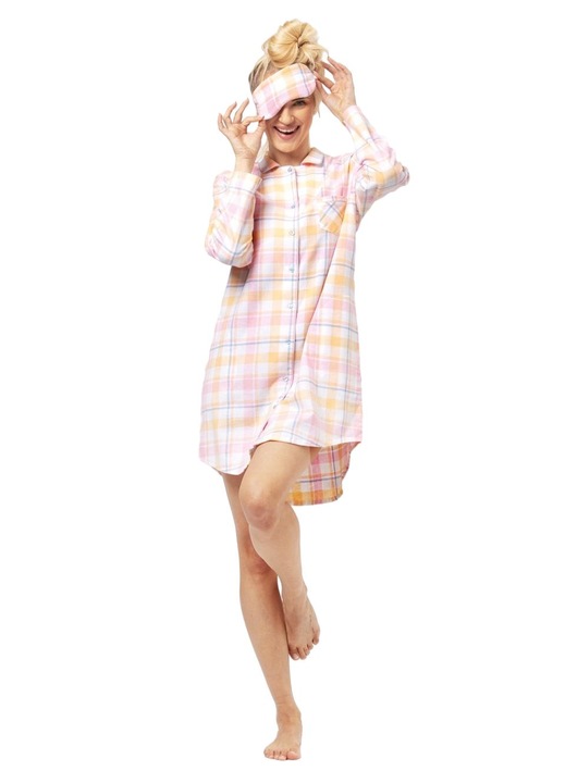 Camasa de noapte dama LND-486 B24, KEY, Bumbac, Roz deschis