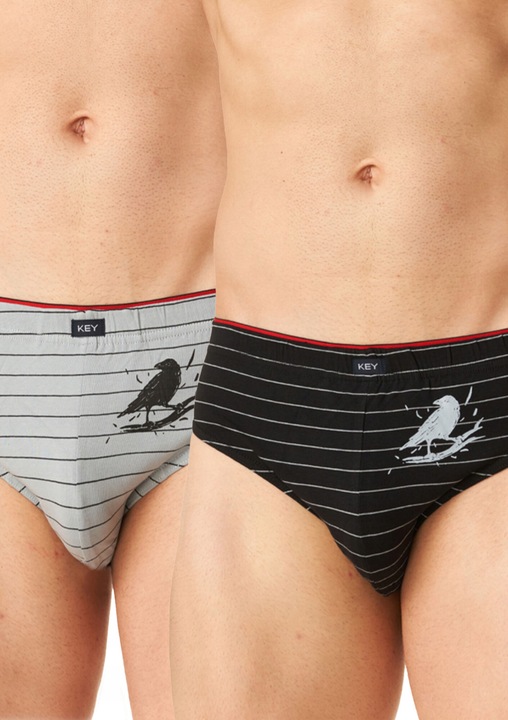 2 pár KEY férfi rövidnadrág készlet, pamut/elasztán, fekete/szürke