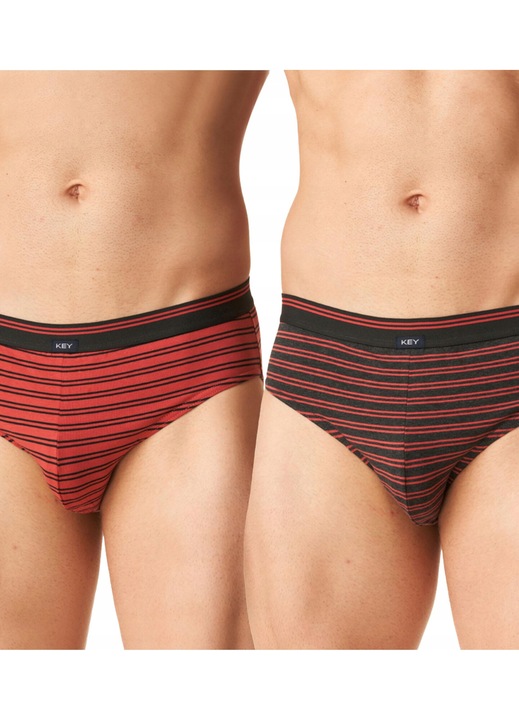 2 pár férfi rövidnadrág készlet KEY, pamut/elasztán, piros/fekete