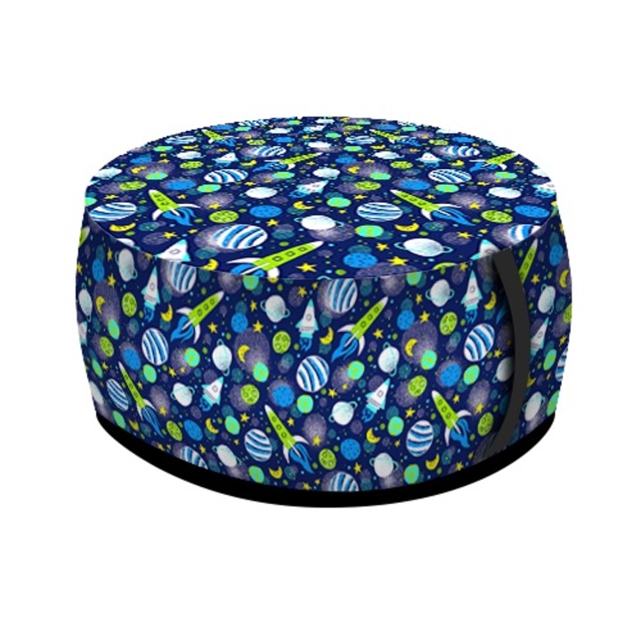 Zsámoly, Bertoni, polisztirol granulátummal töltve, levehető huzattal, nyomattal, Rakéta, Ø40x20 cm, Kék