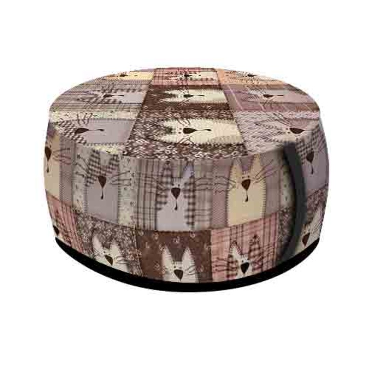 Zsámoly, Bertoni, polisztirol granulátummal töltve, levehető huzattal, nyomattal, Pexeso, Ø40x20 cm, Bézs