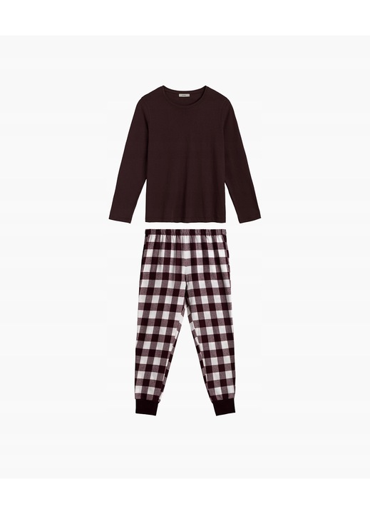Pijama dama NLP-485, Atlantic, Bumbac, Visiniu/Ecru
