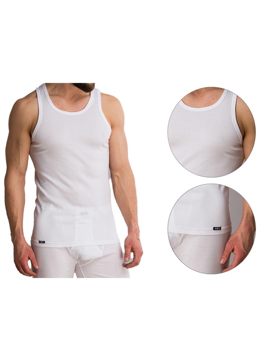 Maiou barbati KEY MVS-012 alb, bumbac, constructie fara cusaturi, L INTL