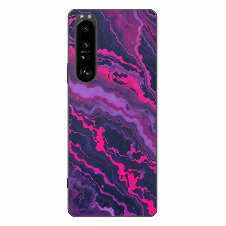 Калъф, съвместим с Sony Xperia 1 III Silicone Gel Tpu Модел Midnight Rose Marble