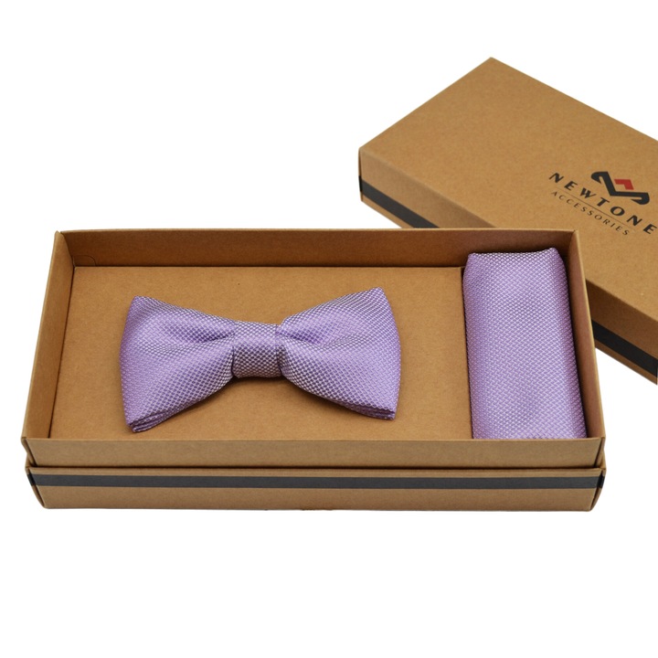 Set Papion Clasic si Batista, Cu aspect matasos si textura fina, Newtone, SET-PB11, Lila lucios, 12 x 6 cm, 22 x 22 cm