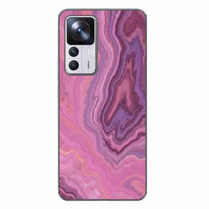 Husa compatibila cu Xiaomi 12T, 12T Pro Silicon Gel Tpu Model Pink Quartz Marble