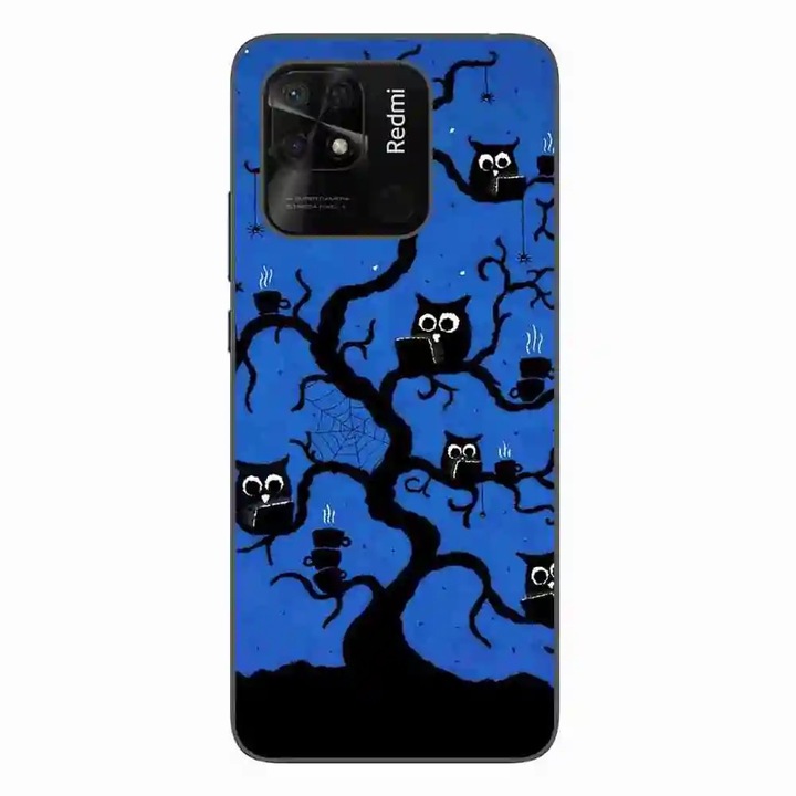 A tok kompatibilis a Xiaomi Redmi 10C Silicone Gel Tpu Pattern Halloween Tree Owls termékkel