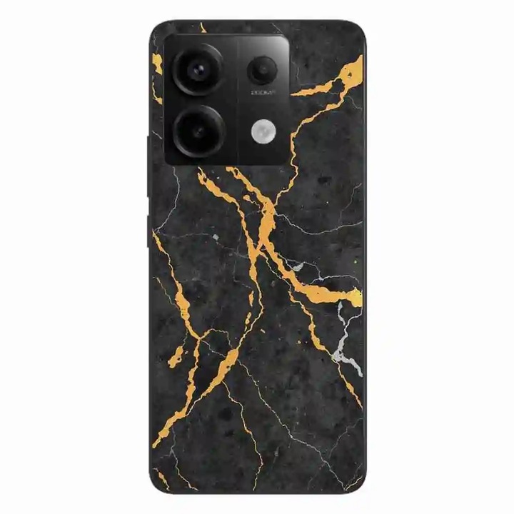 Husa compatibila cu Xiaomi Redmi Note 13 Pro 5G Silicon Gel Tpu Model Noir Gold Marble