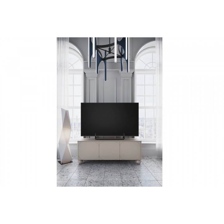 Comoda, Bogart, Sonatia II, Dulap RTV, 150 x 57 cm x 45 cm, Cu 3 usi, Cu 2 rafturi, Laminat, MDF, Bej