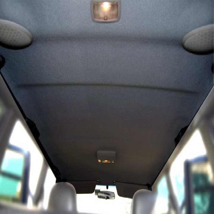 Material pentru reconditionare plafon auto, material textil cu spate buretat, culoare gri inchis, dimensiune 2m x 1, 50m