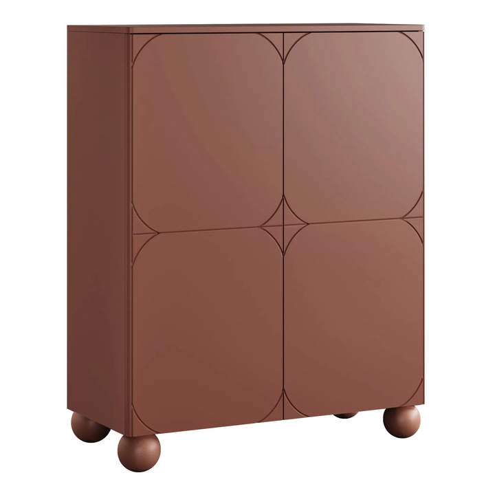 Comoda, Bogart, Sonatia II, Dulap, 120 x 132 cm x 45 cm, Cu 2 usi, Cu 6 rafturi, Laminat, MDF, Roz inchis