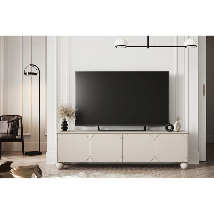 Comoda, Bogart, Sonatia II, Dulap RTV, 200 x 57 cm x 45 cm, Cu 4 usi, Cu 2 rafturi, Laminat, MDF, casmir