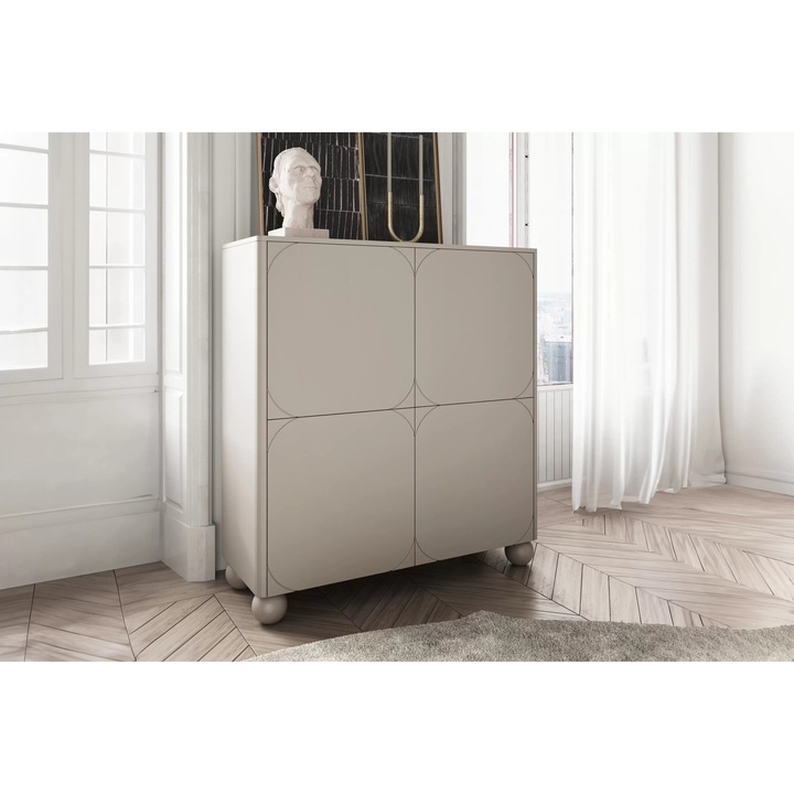 Comoda, Bogart, Sonatia II, Dulap, 120 x 132 cm x 45 cm, Cu 2 usi, Cu 6 rafturi, Laminat, MDF, Bej