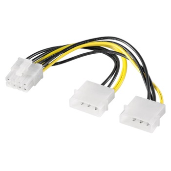 Cablu adaptor alimentare placa video pci-e, 8 pini pcie tata de la 2 x molex, 17cm Cablu adaptor alimentare placa video pci-e, 8 pini pcie tata de la 2 x molex, 17cm