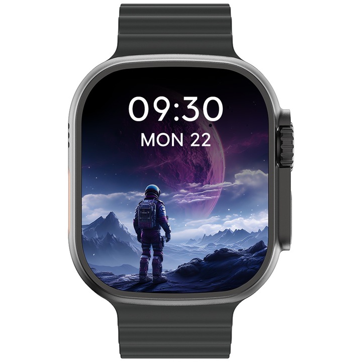 Смарт часовник Smarty® Microwear Ultra 3Gen, 2,2" IPS сензорен, ECG, NFC, Dynamic Island, уведомления за обаждания и социални мрежи, SpO2 оксиметър, сърдечен ритъм, термометър, наблюдение на съня, безжично зареждане, множество спортни режими, IP68