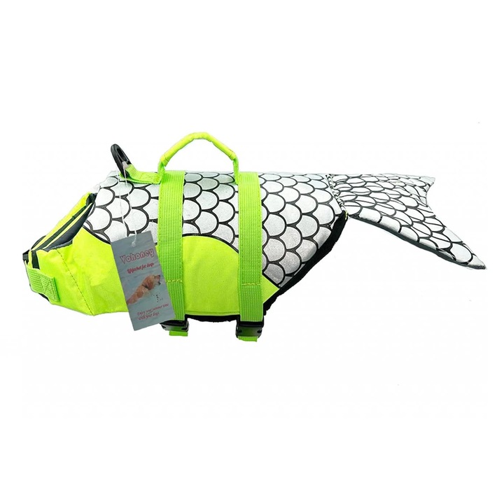 Vesta de salvare reflectorizanta pentru caini Vohoney, nailon, verde, marimea L