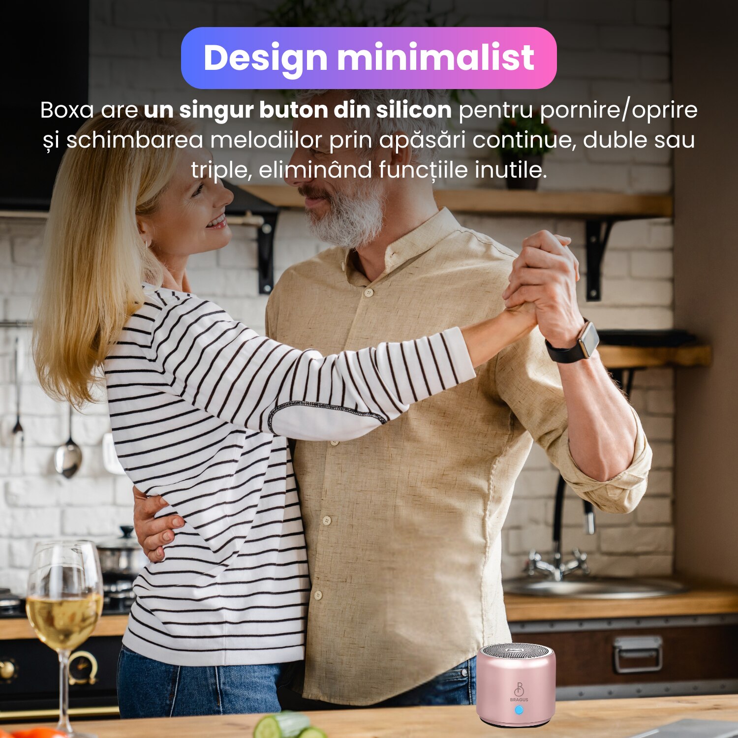 Boxa Portabila Mini, BRAGUS, Boxa Bluetooth 5.0, Rezistenta la Apa IPX7 ...