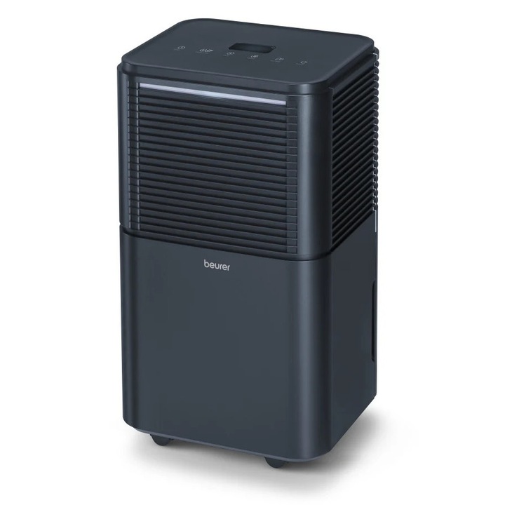 Dezumidificator de aer Beurer LE 150, dezumidificare puternica de pana la 12 litri pe zi, potrivit pentru incaperi de pana la aprox. 30 m² (72 m³), previne mucegaiul, condensul si mirosurile de aer inchis, mod automat umiditate optima intre 45% si 55%