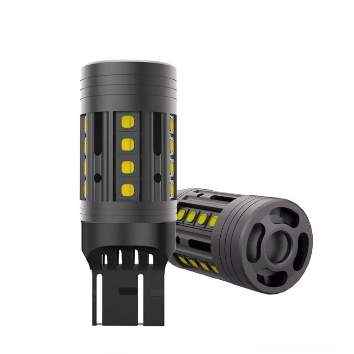 Set 2 Becuri LED Auto 360° Light T20 7443 W21/5W, 30W, 3600 Lumeni, Osram Chip, Alb Rece 6000K, Canbus, Ventilator pentru Racire, Daylight