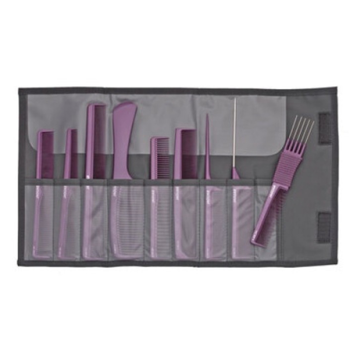 Set de piepteni de coafat, jaguar 9 buc.in cutie eleganta culoare violet