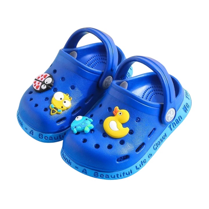 Saboti pentru copii Mixbo, stil Crocs, cu accesorii detasabile, spuma, Albastru inchis