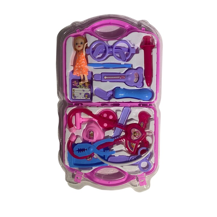 Trusa medicala de jucarie pentru copii, 12 piese, roz, 3ani+