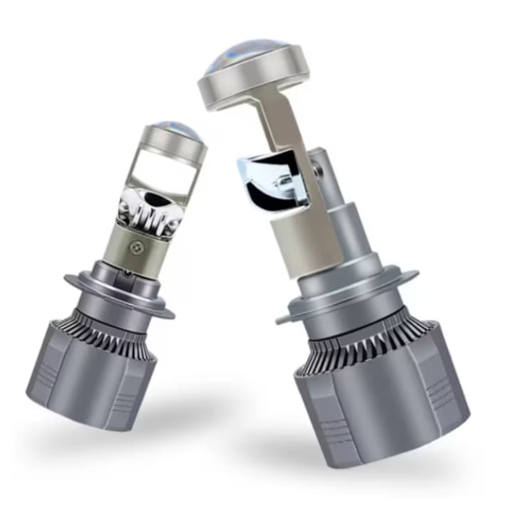 Set 2 Becuri LED H7 cu Lupa, INELAG, 220W, 12V, 30000 Lm, 89 x 33 mm, fara eroare