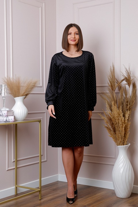 Голям размер кадифена рокля, черна, One Size INTL