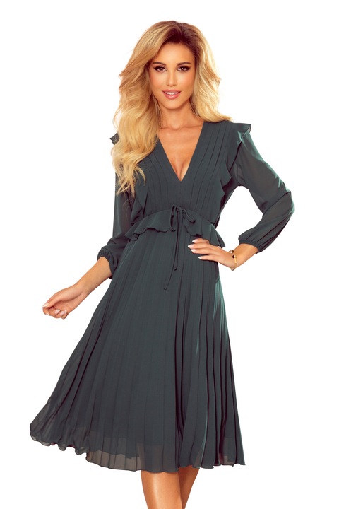 Rochie plisata eleganta verde smarald S
