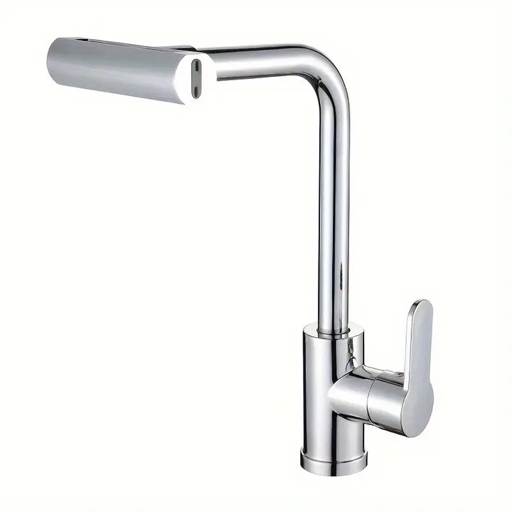 Egykaros konyhai mosogató csaptelep, rozsdamentes acél, 360°-ban elforgatható