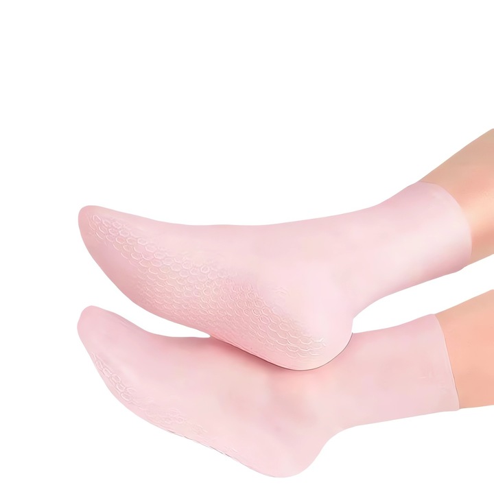 Sosete hidratante din silicon, pentru repararea calcaielor crapate, picioare uscate, aloe, marime universala