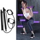Fitness rúd 2 gumizsinórral, Hggzeg, Fitness kiegészítők, lábhurokkal, Hordozhatóság, Könnyen használható, Fitnesshez, csuklóra, karra, vállra és mellkasra, Hőre lágyuló gumi, EVA hab, 92 cm, Fekete